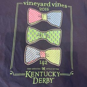 Vineyard Vines Black Tee with Pink, Blue, and Green Bow Tie Design